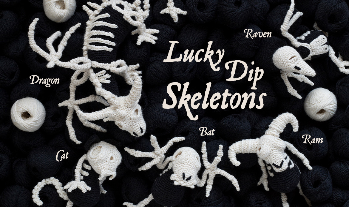 Trick or treat mystery 2025 crochet skeleton lucky dip kits toft bones